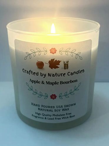 Apple and Maple Bourbon 100% USA grown natural soy candle.