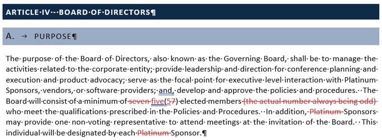 Proposed changes to the CoHEsion bylaws, Article IV, Section A.