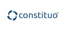 Constituo logo with circular arrow design in blue.