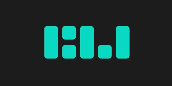 Minimalist turquoise logo on black background.