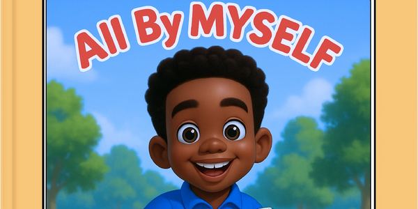 All By Myself book cover by Teddy Heartwell featuring Milo, a happy boy learning independence.