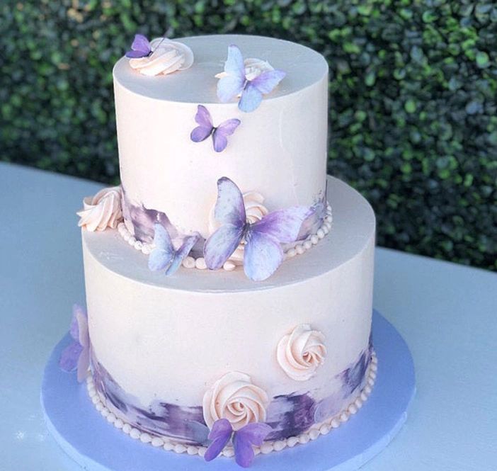 Edible Butterflies Wedding Cake Topper, Purple Monarch Edible