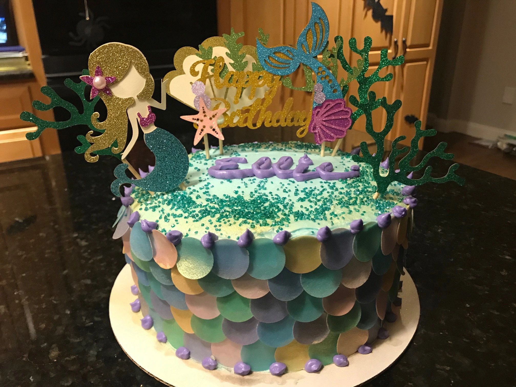 StarFish Mermaid Tail Happy Birthday Cake Decoration Banner Cake Topper -  Walmart.com