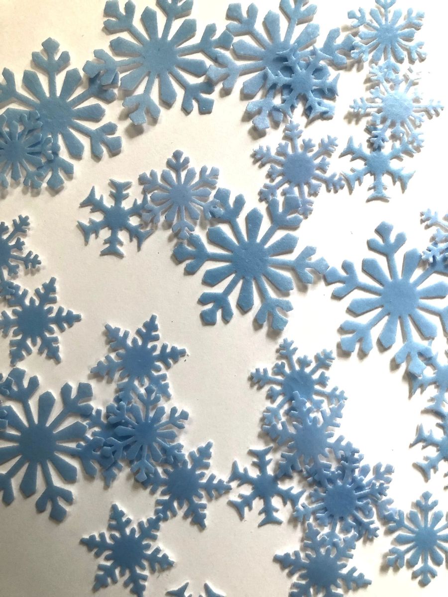 24 edible white christmas snowflakes. Edible snowflake cake toppers  decorations