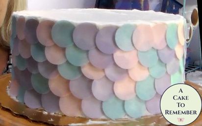 Pink, aqua and lavender mermaid cake set, edible wafer paper dots.