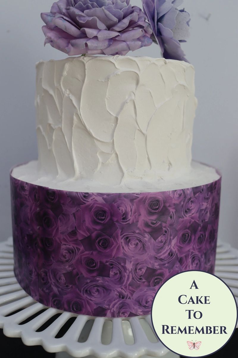Purple roses wafer paper sheets for cake decorating