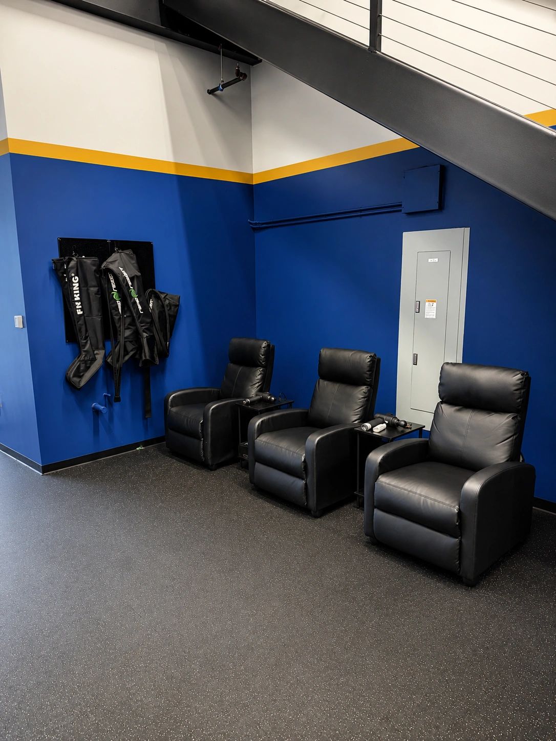 The stretching and recovery room at The Lab