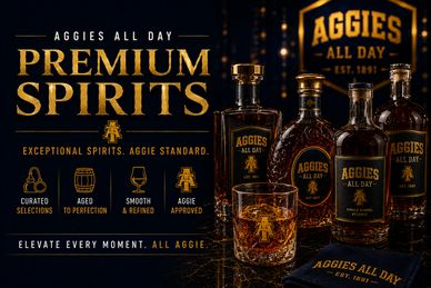 Premium spirits by Aggies All Day, curated and aged to perfection.