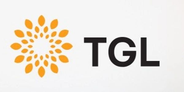 Logo with orange petal design and 'TGL' text.