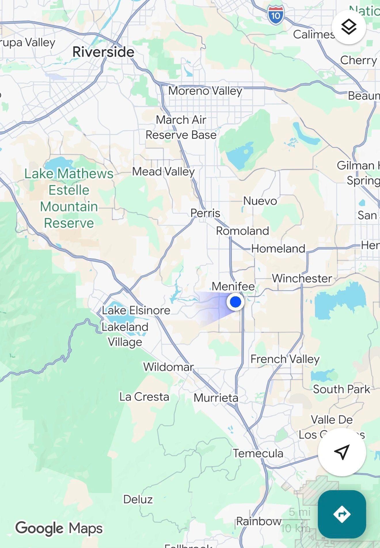 Map showing Riverside County with cities like Menifee, Perris, and Moreno Valley.