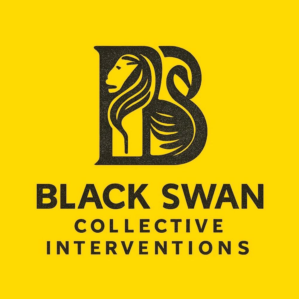 Logo of Black Swan Collective Interventions with a lion and swan design.