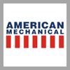 Logo of American Mechanical with blue text and red vertical stripes.