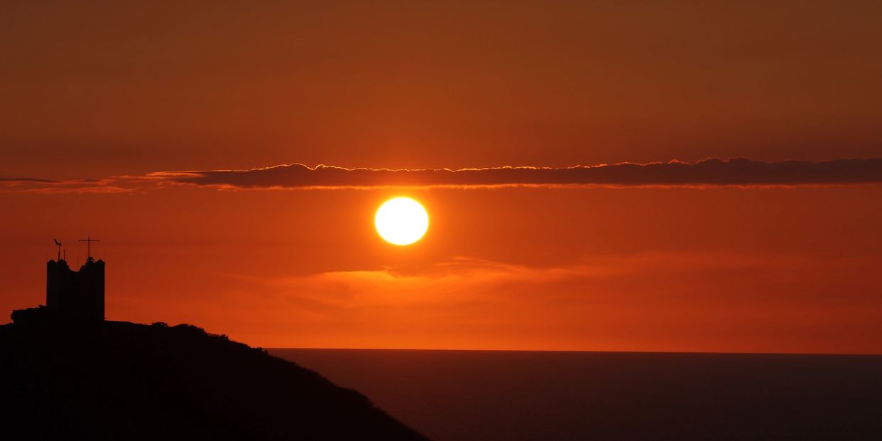 Sunset over Boscastle Harbour Cornwall