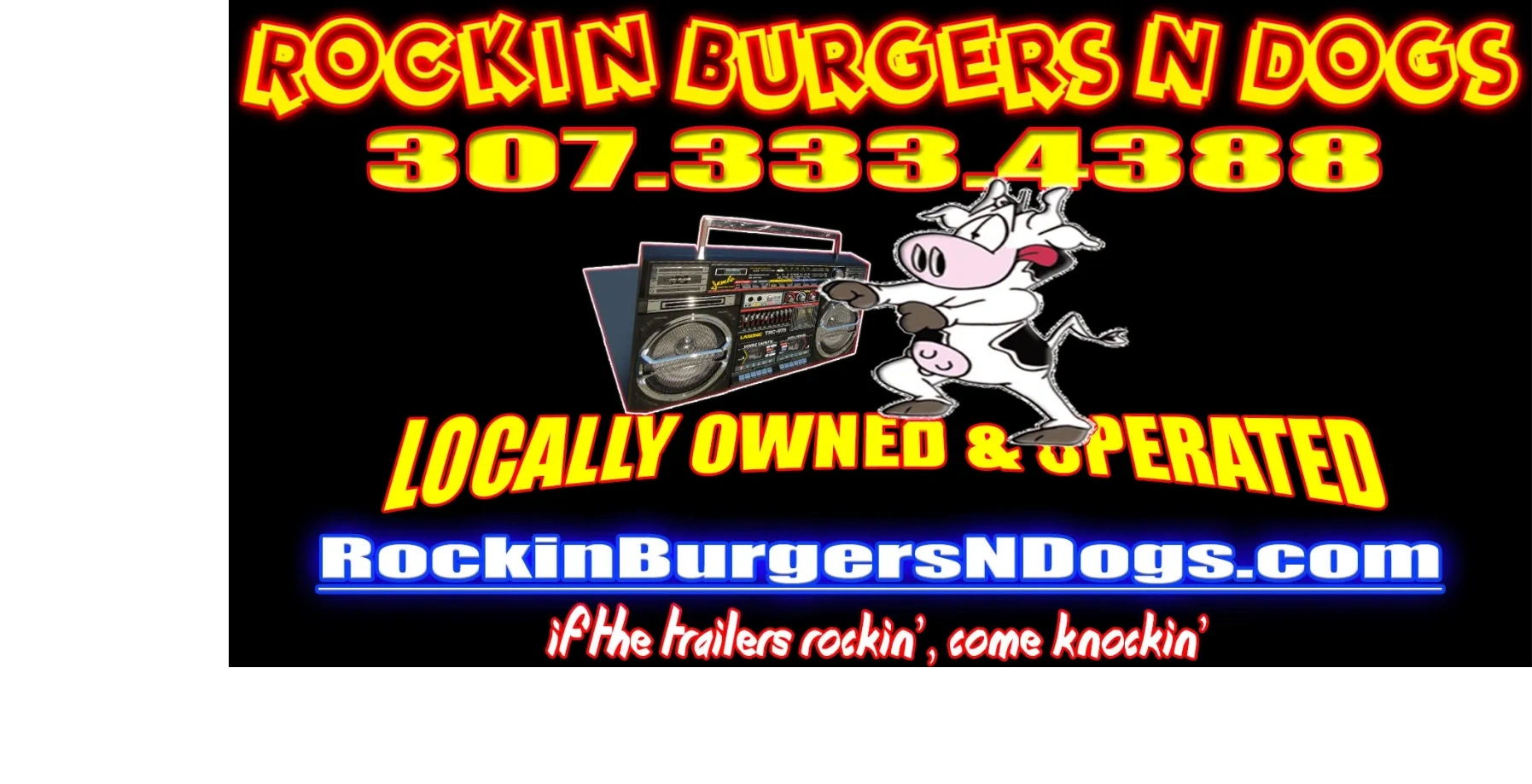 Rockin Burgers N Dogs Casper Wyoming Food Truck Local and Statewide public & private events. 