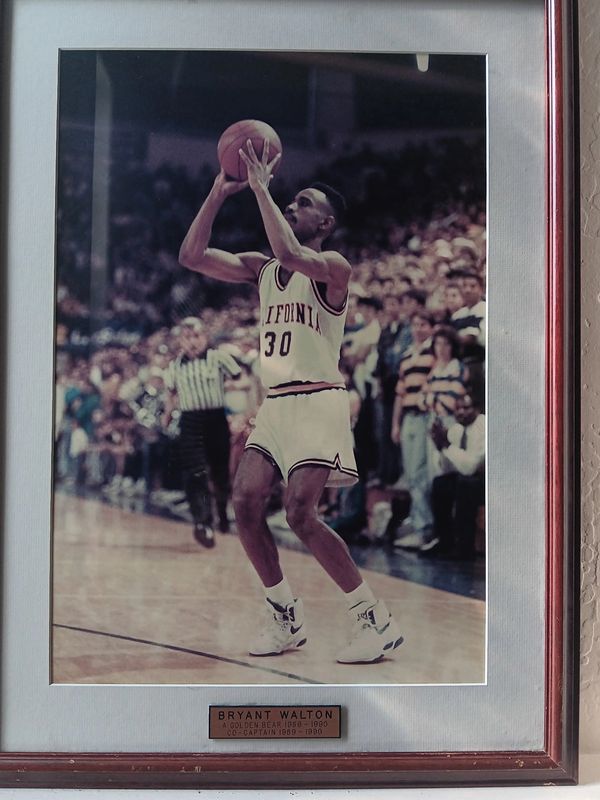Framed photo of Bryant Walton shooting a basketball for California Golden Bears.