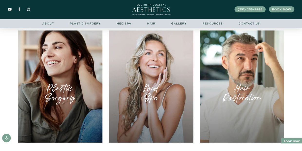 Home page of Southerncoastalaesthetics.com the website for Southern Coastal Aesthetics 