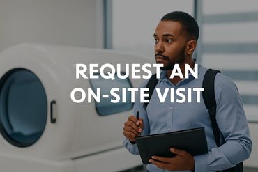  “Request an On-Site Visit.” The setting feels professional and service-oriented.