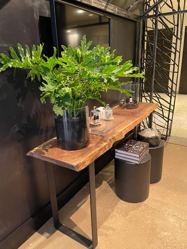Black walnut live edgesurface for retail space