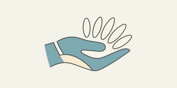 Illustration of a hand with floating oval shapes above it.