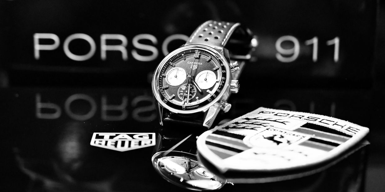 Tag Heuer watch with Porsche branding.