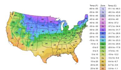 USDA Plant Hardiness Zone Map