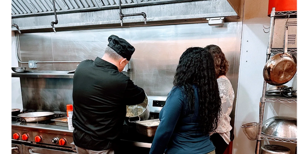 Chef showing students