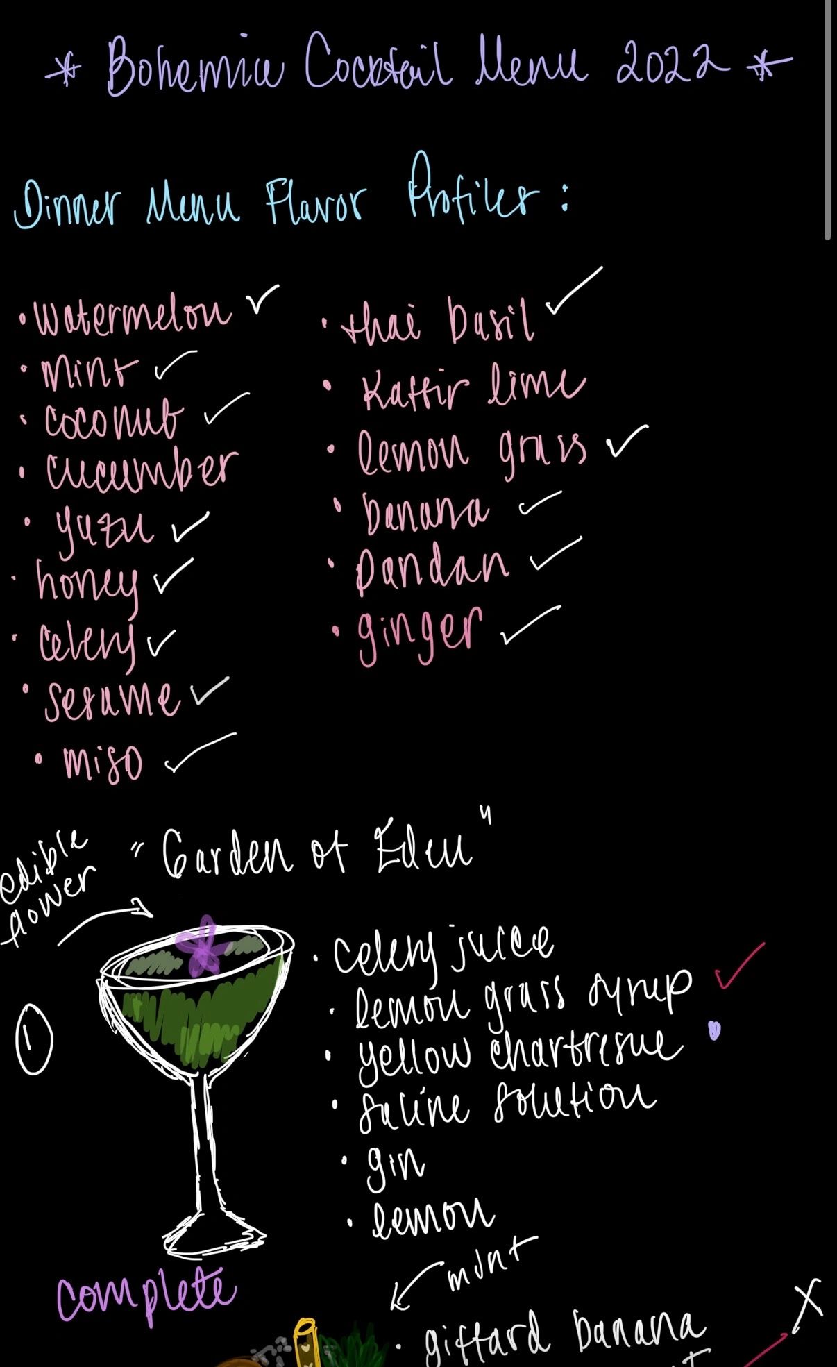 Bohemia flavor notes and menu development