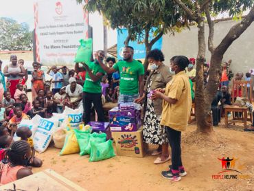 Community event distributing food supplies to locals.