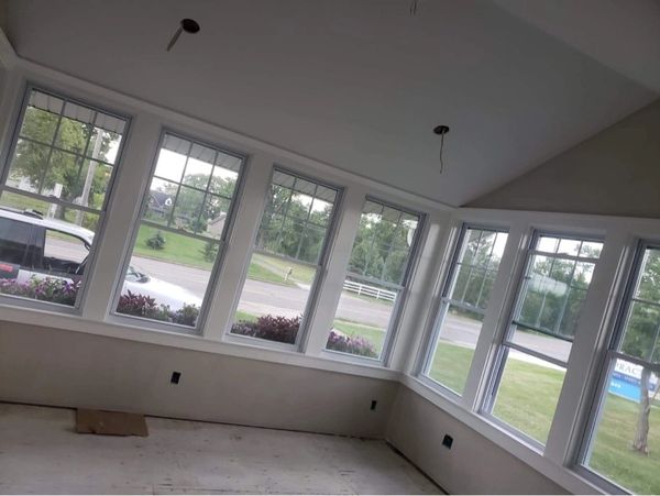 Painted ceiling, walls and trim.