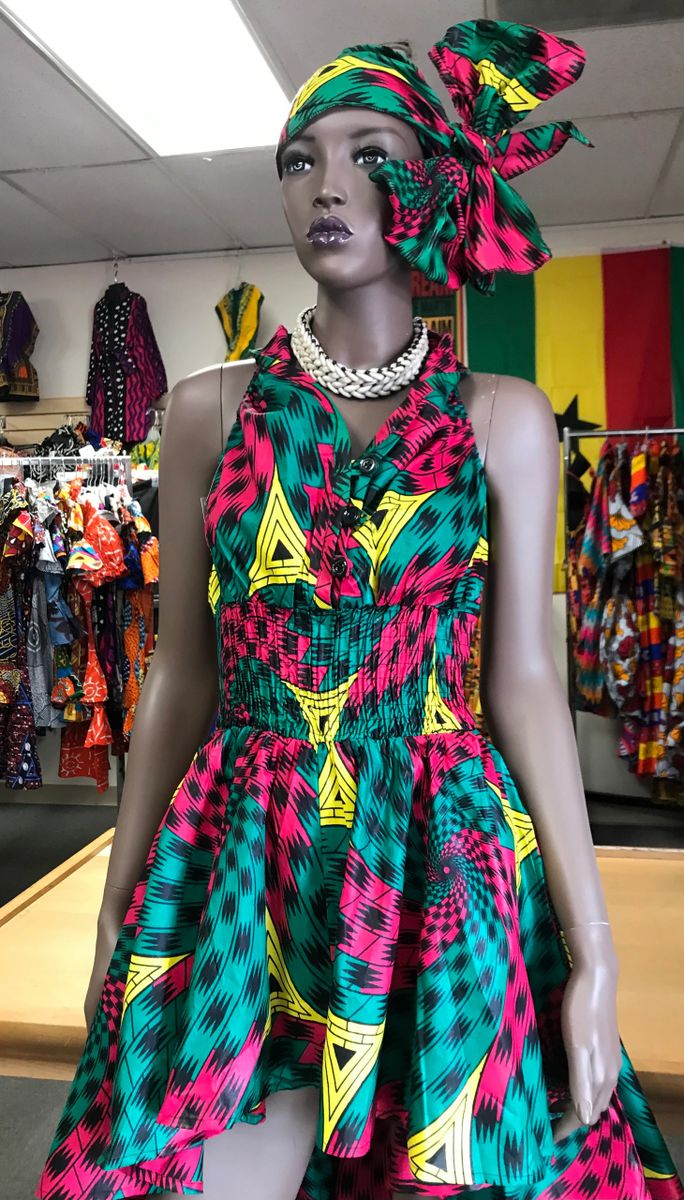 Hi Low Elastic waist Ankara Dress