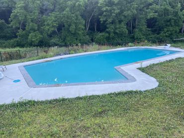 Swimming pool with clean clear water after algae removal