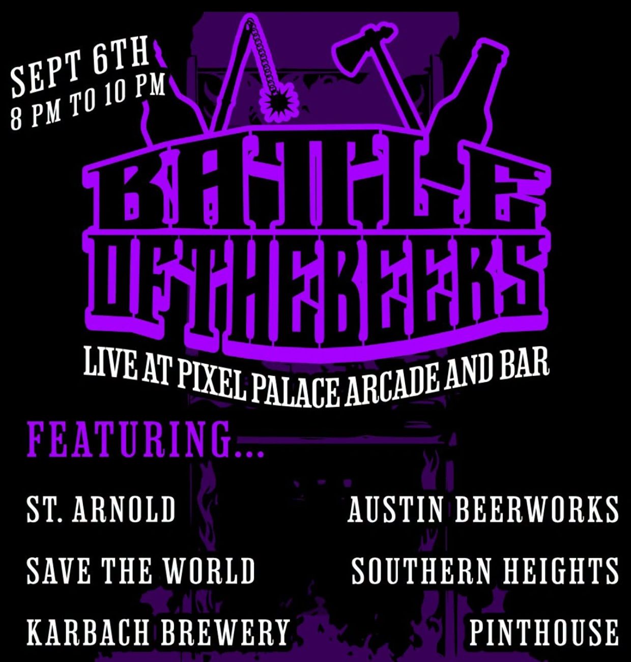 Battle of the Beers event poster on Sept 6th, 8-10 PM.