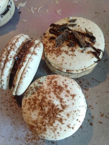 Dark Chocolate Ganache filled sandwich Cookies made with Almond flour, Chickpea Water, Sugar