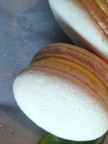 Lemon Buttercream & Jam filled sandwich Cookies made with Almond flour, Chickpea Water, Sugar