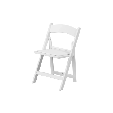 White folding chair with simple design.