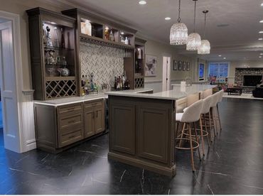 Renovated basement area with high quality cabinets