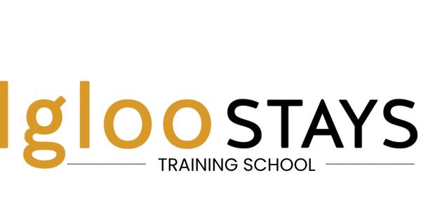 Logo for Igloo Stays Training School with distinct orange and black text.