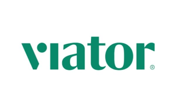 Viator logo in teal font.