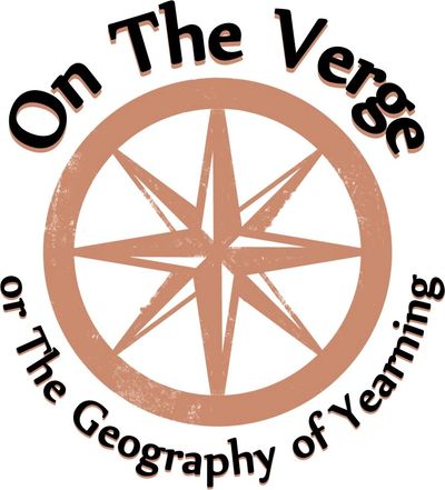 Compass rose with text 'On The Verge or The Geography of Yearning'.