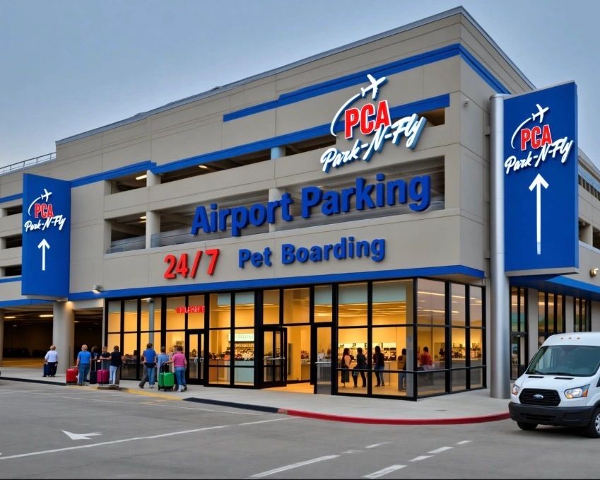 PCA Park-N-Fly Airport Parking and Pet Boarding facility.