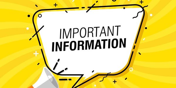 Bright yellow background with a speech bubble stating Important Information.