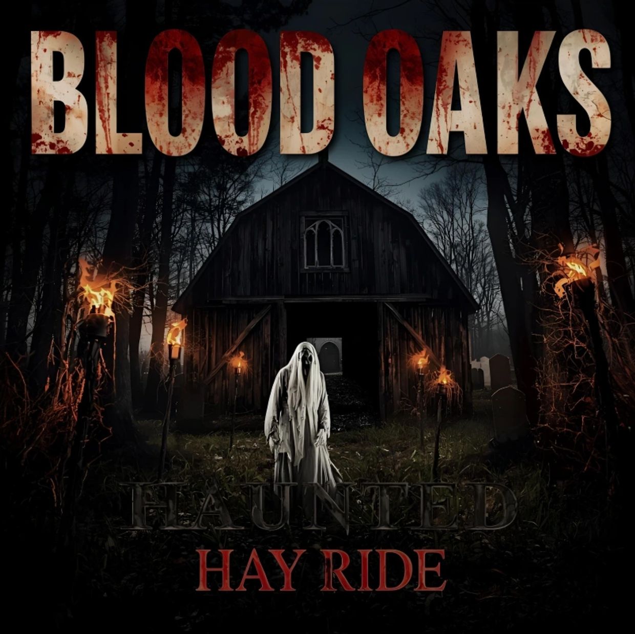 The Blood Oaks Haunted Hay Ride is open on Friday, Oct 31st and Saturday Nov 1st from 7 pm- midnight