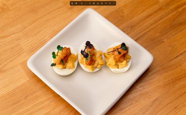 Devilled Eggs & Crispy Shrimp