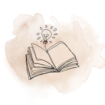 Open book with a glowing light bulb symbolizing ideas and knowledge.