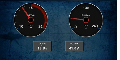 Charging parameters shown on Chartplotter