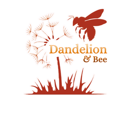 Logo featuring a dandelion and a bee.