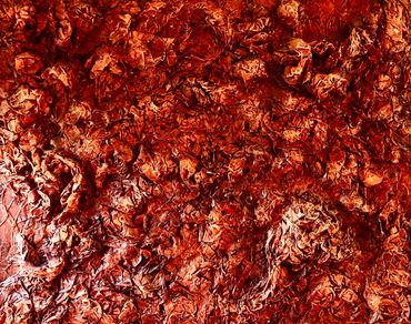 Orange red oil texture painting for sale. Gallery Art artist Connecticut New York. Custom size