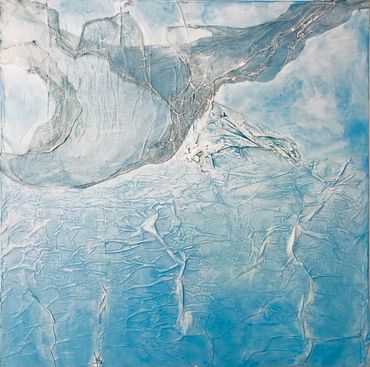 Art for sale painting texture blue Aqua turquoise commission gallery elegant medium large 