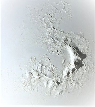 white texture relief painting size scale for sale. Gallery Art artist in Connecticut or New York.