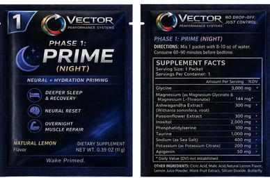 Vector Performance Systems Phase 1 Prime night supplement for sleep and recovery.